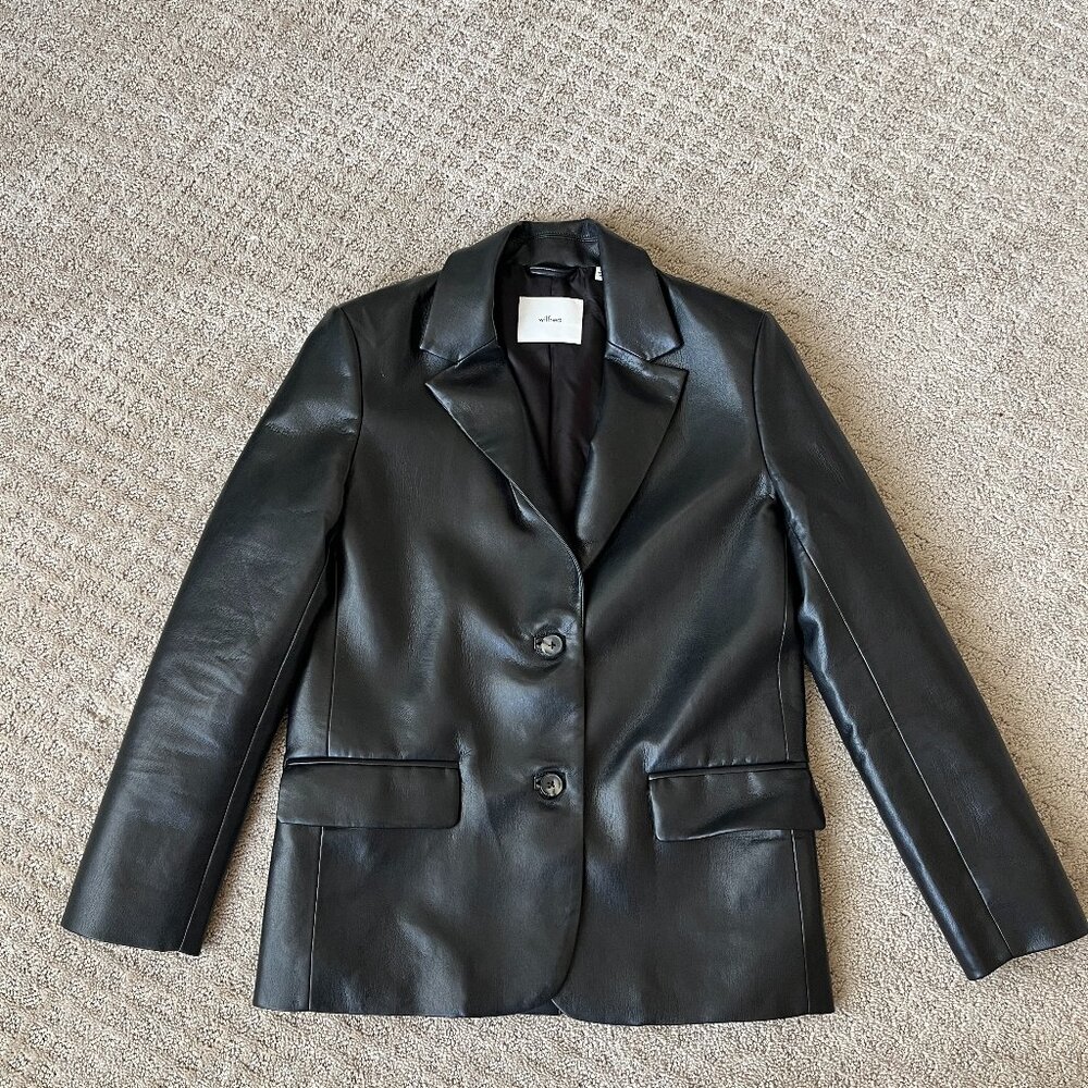 Aritzia Wilfred Memories Faux Leather Blazer Black XXS Perfect Condition 90s
